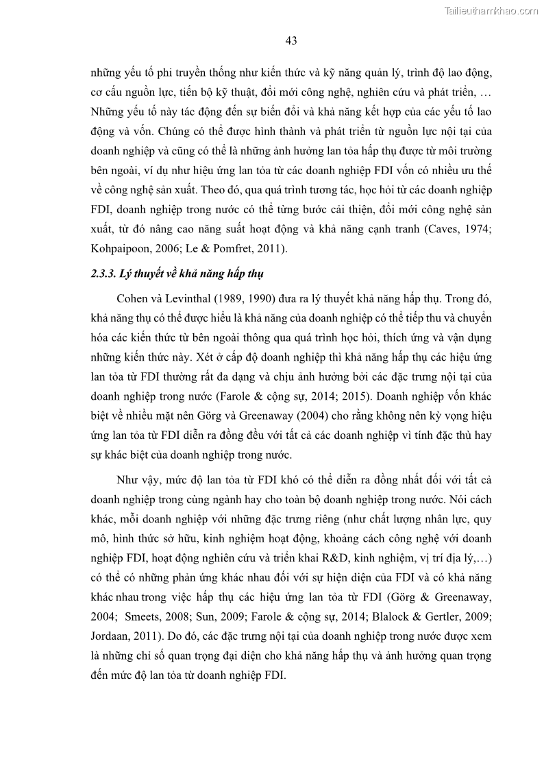 Luận án tiến sĩ quản trị kinh doanh Hiệu ứng lan tỏa của đầu tư trực tiếp nước ngoài FDI tại tỉnh Savannakhet, Lào - 5 Trang 55