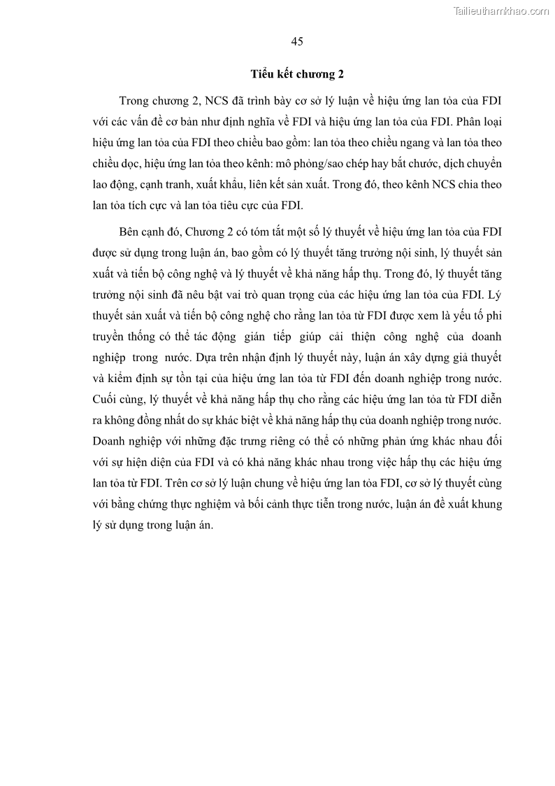 Luận án tiến sĩ quản trị kinh doanh Hiệu ứng lan tỏa của đầu tư trực tiếp nước ngoài FDI tại tỉnh Savannakhet, Lào - 5 Trang 57