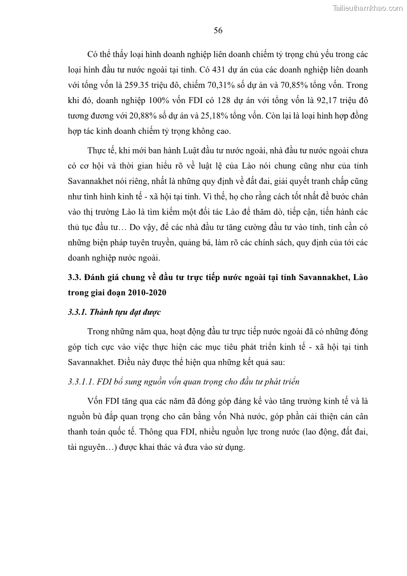 Luận án tiến sĩ quản trị kinh doanh Hiệu ứng lan tỏa của đầu tư trực tiếp nước ngoài FDI tại tỉnh Savannakhet, Lào - 6 Trang 68