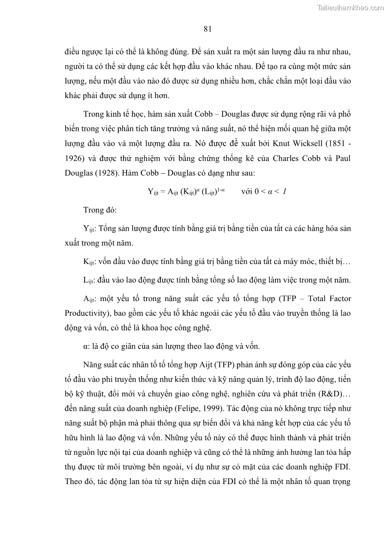 Luận án tiến sĩ quản trị kinh doanh Hiệu ứng lan tỏa của đầu tư trực tiếp nước ngoài FDI tại tỉnh Savannakhet, Lào - 8 Trang 93