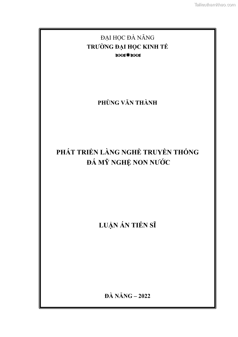 Luận án tiến sĩ quản trị kinh doanh Phát triển làng nghề truyền thống đá mỹ nghệ Non Nước - 1 Trang 1