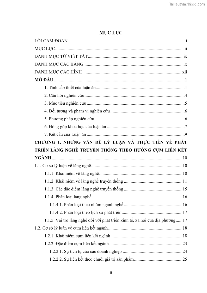 Luận án tiến sĩ quản trị kinh doanh Phát triển làng nghề truyền thống đá mỹ nghệ Non Nước - 1 Trang 4