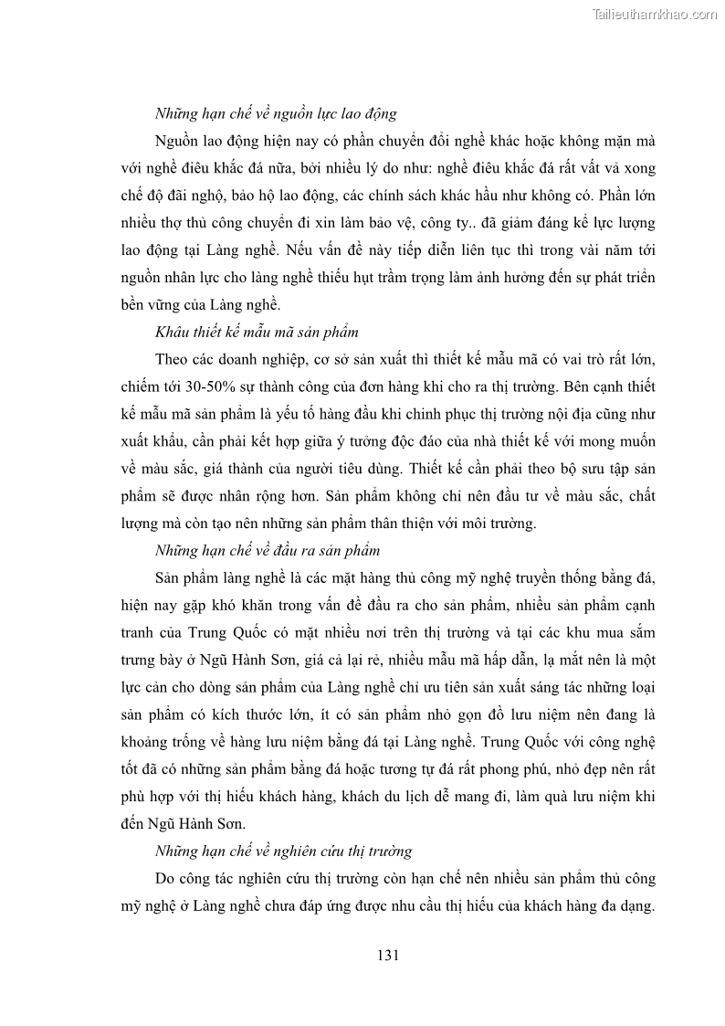 Luận án tiến sĩ quản trị kinh doanh Phát triển làng nghề truyền thống đá mỹ nghệ Non Nước - 13 Trang 145
