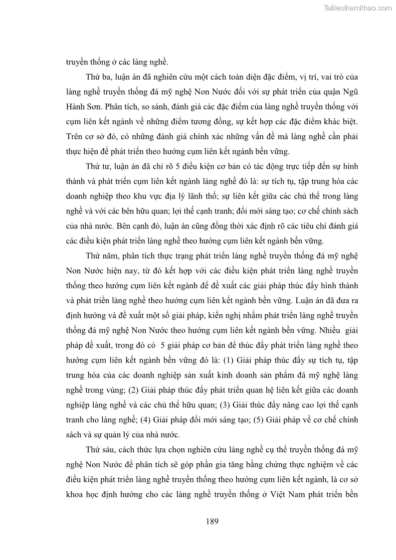 Luận án tiến sĩ quản trị kinh doanh Phát triển làng nghề truyền thống đá mỹ nghệ Non Nước - 17 Trang 203