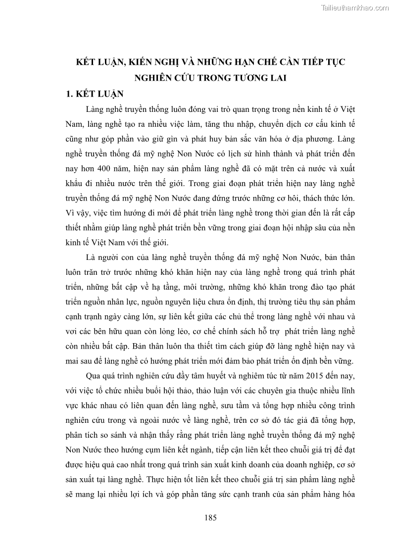 Luận án tiến sĩ quản trị kinh doanh Phát triển làng nghề truyền thống đá mỹ nghệ Non Nước - 17 Trang 199