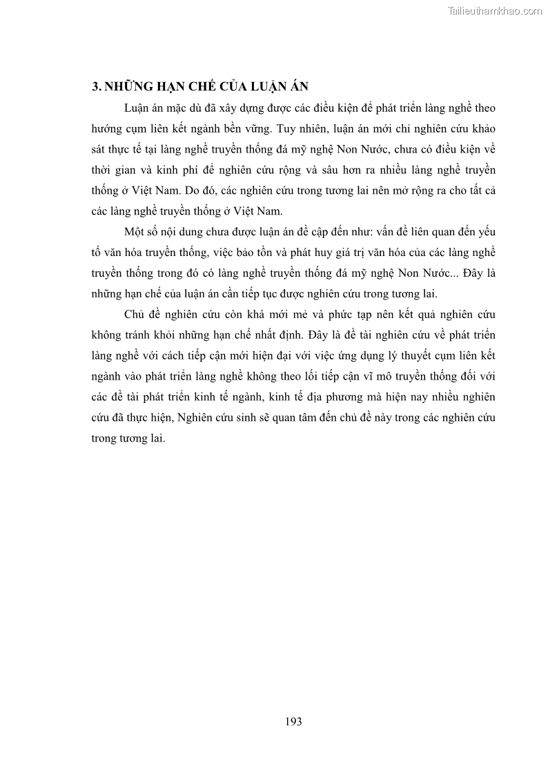 Luận án tiến sĩ quản trị kinh doanh Phát triển làng nghề truyền thống đá mỹ nghệ Non Nước - 18 Trang 207