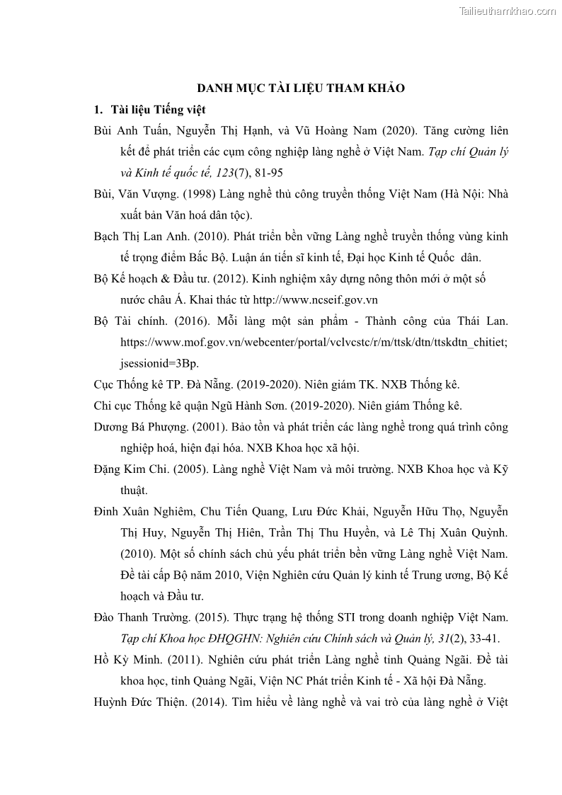 Luận án tiến sĩ quản trị kinh doanh Phát triển làng nghề truyền thống đá mỹ nghệ Non Nước - 18 Trang 209