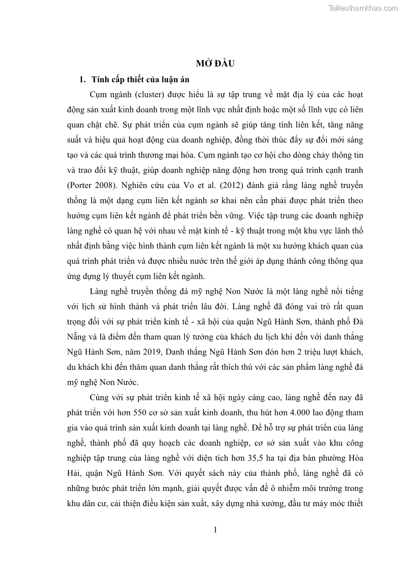 Luận án tiến sĩ quản trị kinh doanh Phát triển làng nghề truyền thống đá mỹ nghệ Non Nước - 2 Trang 15