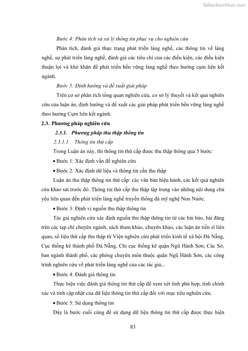 Luận án tiến sĩ quản trị kinh doanh Phát triển làng nghề truyền thống đá mỹ nghệ Non Nước - 9 Trang 97