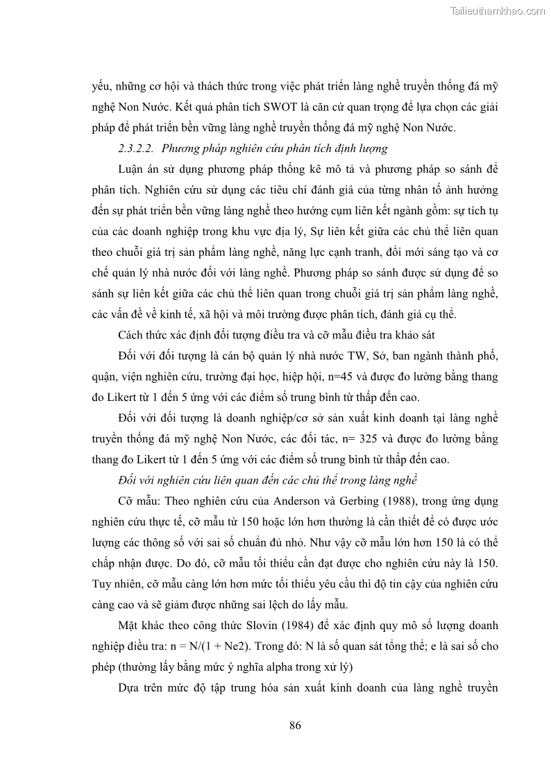 Luận án tiến sĩ quản trị kinh doanh Phát triển làng nghề truyền thống đá mỹ nghệ Non Nước - 9 Trang 100