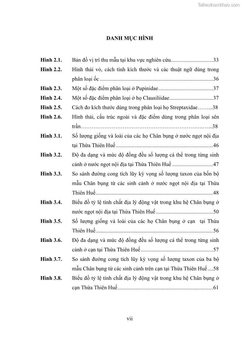 Luận án tiến sĩ sinh học Khu hệ Thân mềm Chân bụng Mollusca: Gastropoda ở nước ngọt và trên cạn Thừa Thiên Huế - 1 Trang 11