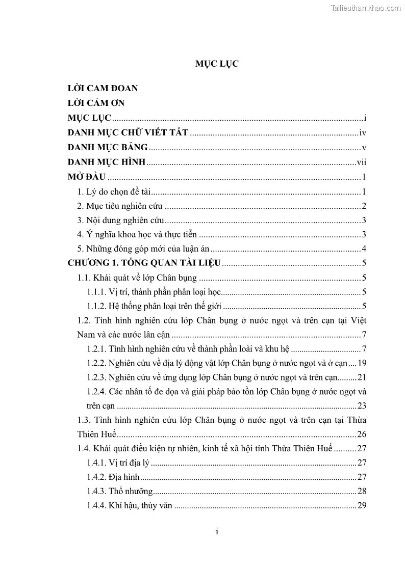 Luận án tiến sĩ sinh học Khu hệ Thân mềm Chân bụng Mollusca: Gastropoda ở nước ngọt và trên cạn Thừa Thiên Huế - 1 Trang 5