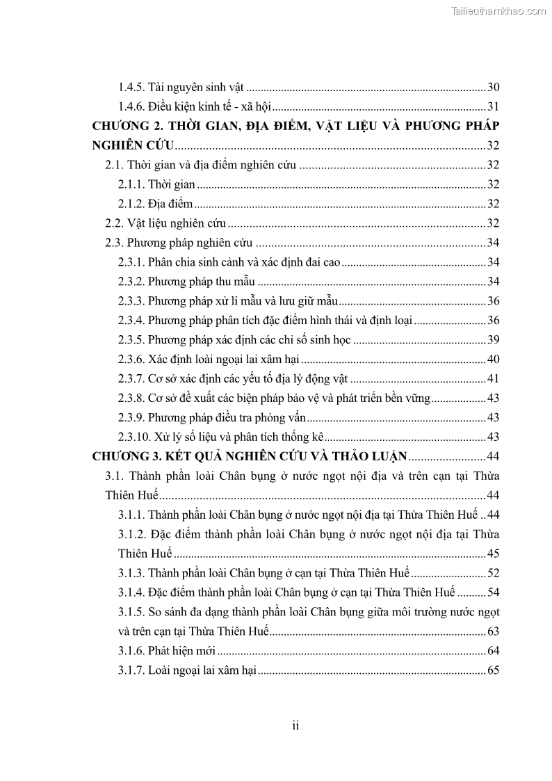 Luận án tiến sĩ sinh học Khu hệ Thân mềm Chân bụng Mollusca: Gastropoda ở nước ngọt và trên cạn Thừa Thiên Huế - 1 Trang 6