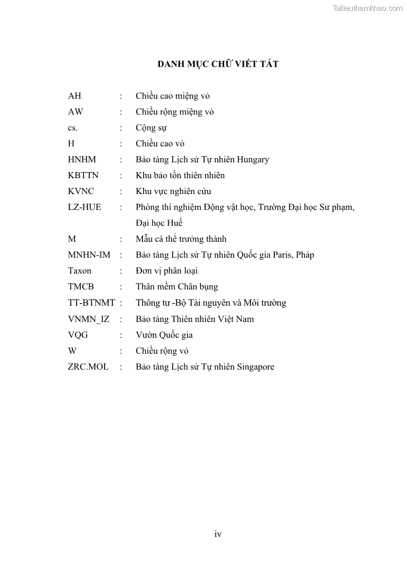 Luận án tiến sĩ sinh học Khu hệ Thân mềm Chân bụng Mollusca: Gastropoda ở nước ngọt và trên cạn Thừa Thiên Huế - 1 Trang 8