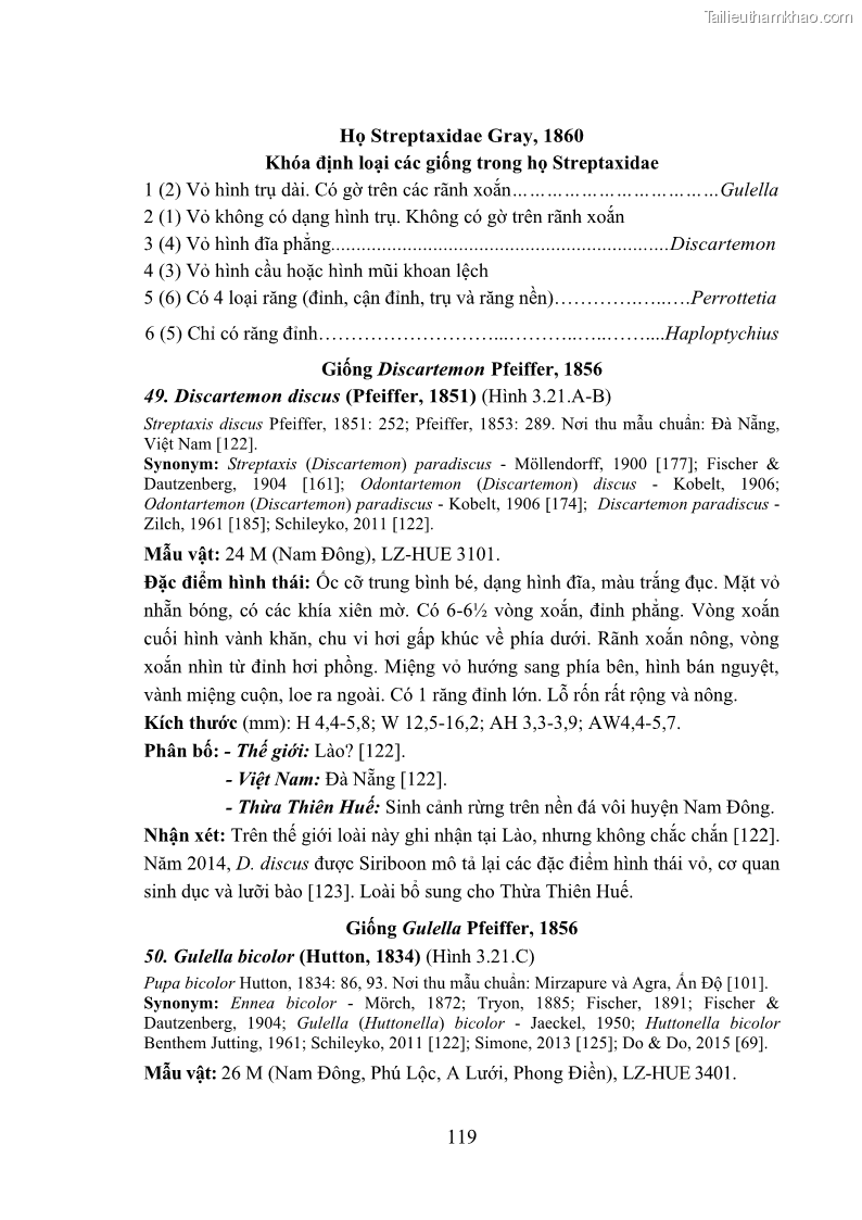Luận án tiến sĩ sinh học Khu hệ Thân mềm Chân bụng Mollusca: Gastropoda ở nước ngọt và trên cạn Thừa Thiên Huế - 11 Trang 132