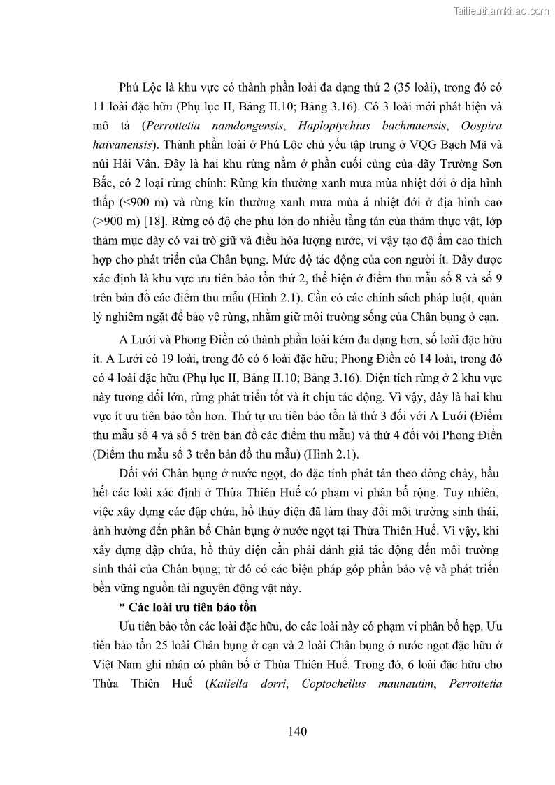 Luận án tiến sĩ sinh học Khu hệ Thân mềm Chân bụng Mollusca: Gastropoda ở nước ngọt và trên cạn Thừa Thiên Huế - 13 Trang 153