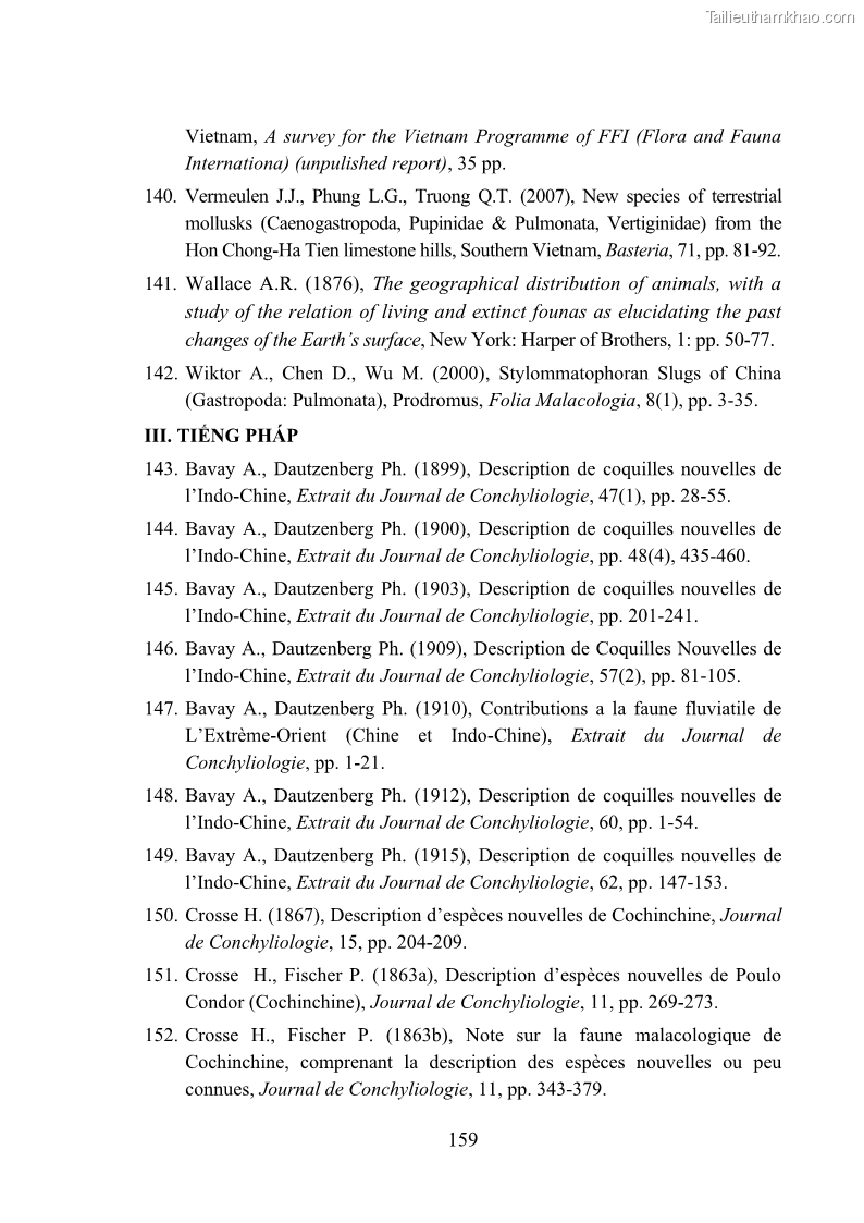 Luận án tiến sĩ sinh học Khu hệ Thân mềm Chân bụng Mollusca: Gastropoda ở nước ngọt và trên cạn Thừa Thiên Huế - 15 Trang 172
