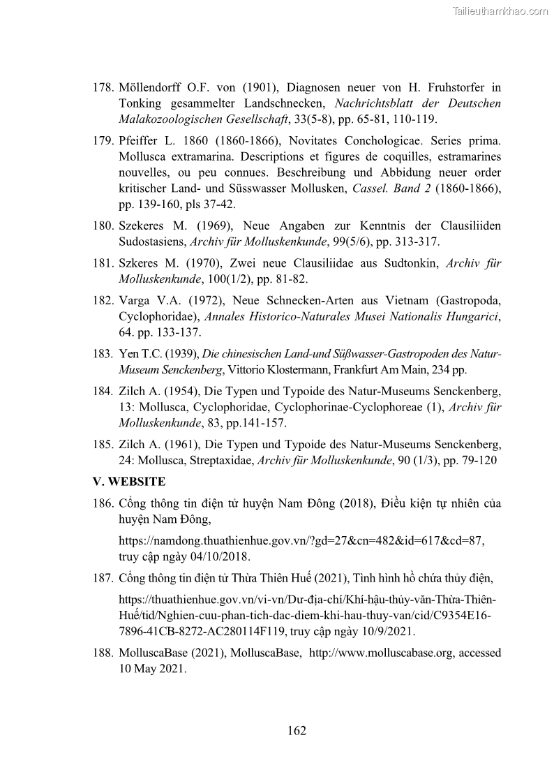 Luận án tiến sĩ sinh học Khu hệ Thân mềm Chân bụng Mollusca: Gastropoda ở nước ngọt và trên cạn Thừa Thiên Huế - 15 Trang 175
