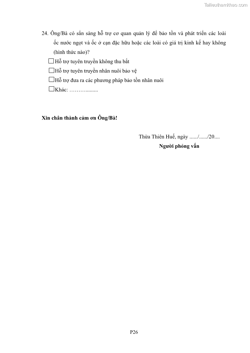 Luận án tiến sĩ sinh học Khu hệ Thân mềm Chân bụng Mollusca: Gastropoda ở nước ngọt và trên cạn Thừa Thiên Huế - 17 Trang 202