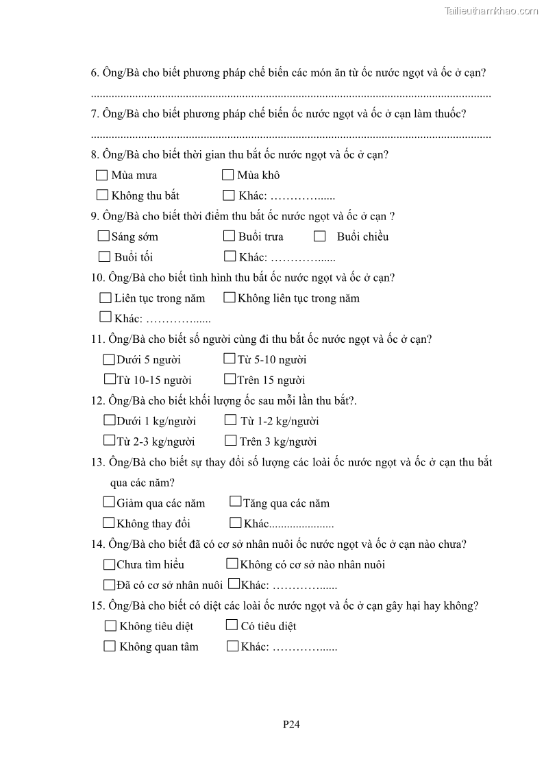 Luận án tiến sĩ sinh học Khu hệ Thân mềm Chân bụng Mollusca: Gastropoda ở nước ngọt và trên cạn Thừa Thiên Huế - 17 Trang 200