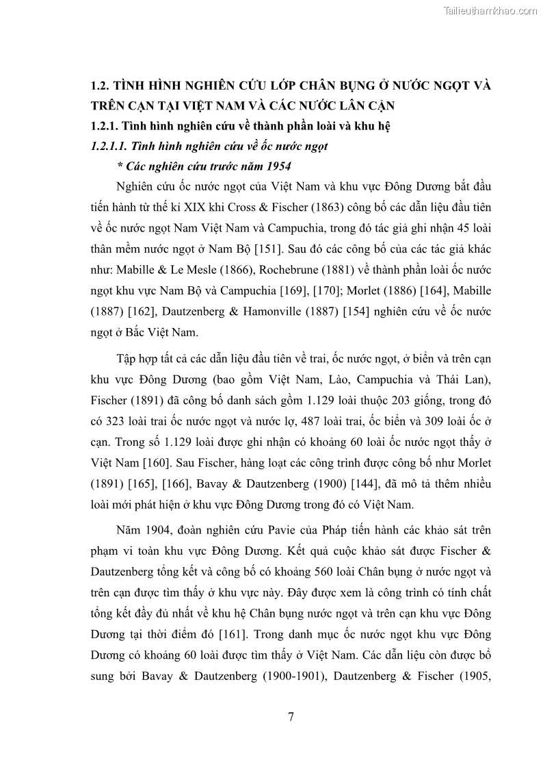 Luận án tiến sĩ sinh học Khu hệ Thân mềm Chân bụng Mollusca: Gastropoda ở nước ngọt và trên cạn Thừa Thiên Huế - 2 Trang 20