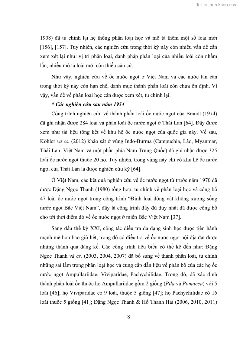 Luận án tiến sĩ sinh học Khu hệ Thân mềm Chân bụng Mollusca: Gastropoda ở nước ngọt và trên cạn Thừa Thiên Huế - 2 Trang 21