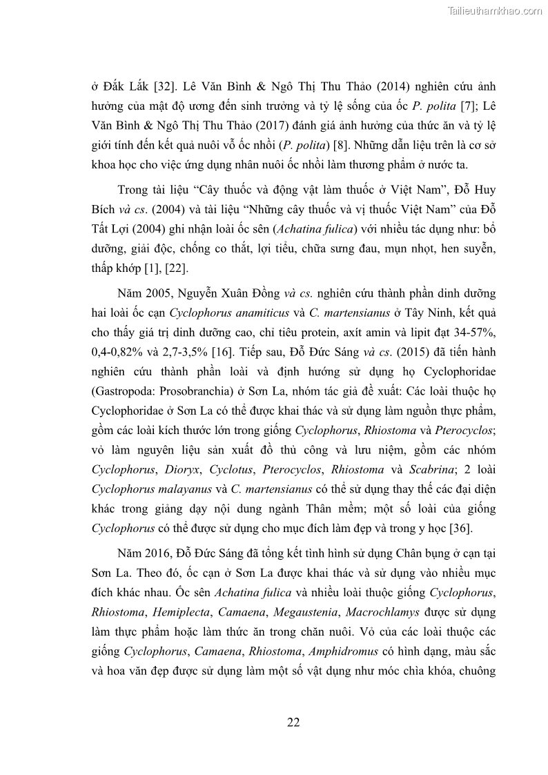 Luận án tiến sĩ sinh học Khu hệ Thân mềm Chân bụng Mollusca: Gastropoda ở nước ngọt và trên cạn Thừa Thiên Huế - 3 Trang 35