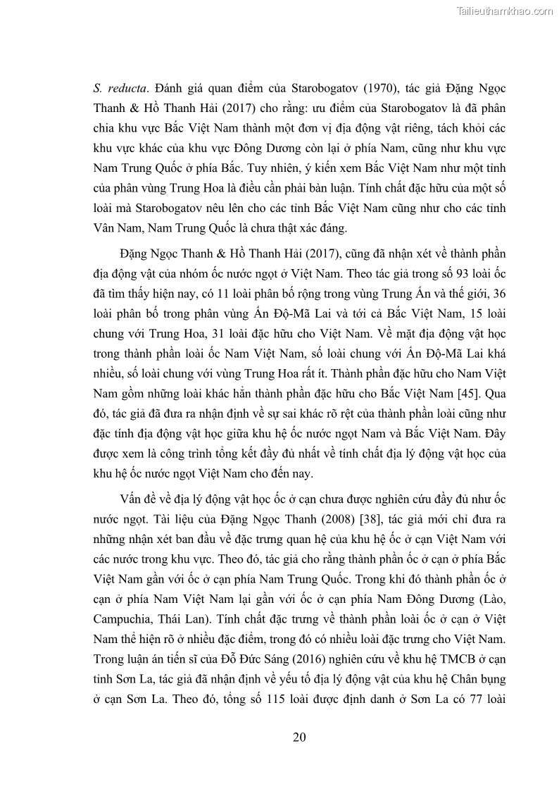 Luận án tiến sĩ sinh học Khu hệ Thân mềm Chân bụng Mollusca: Gastropoda ở nước ngọt và trên cạn Thừa Thiên Huế - 3 Trang 33