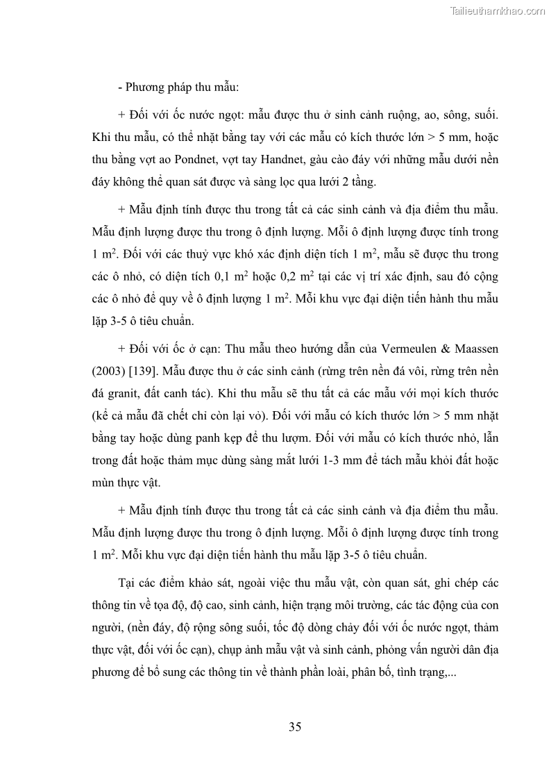 Luận án tiến sĩ sinh học Khu hệ Thân mềm Chân bụng Mollusca: Gastropoda ở nước ngọt và trên cạn Thừa Thiên Huế - 4 Trang 48