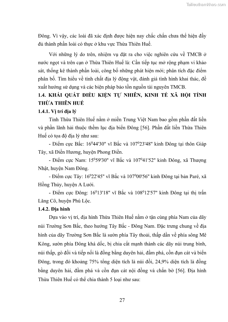 Luận án tiến sĩ sinh học Khu hệ Thân mềm Chân bụng Mollusca: Gastropoda ở nước ngọt và trên cạn Thừa Thiên Huế - 4 Trang 40