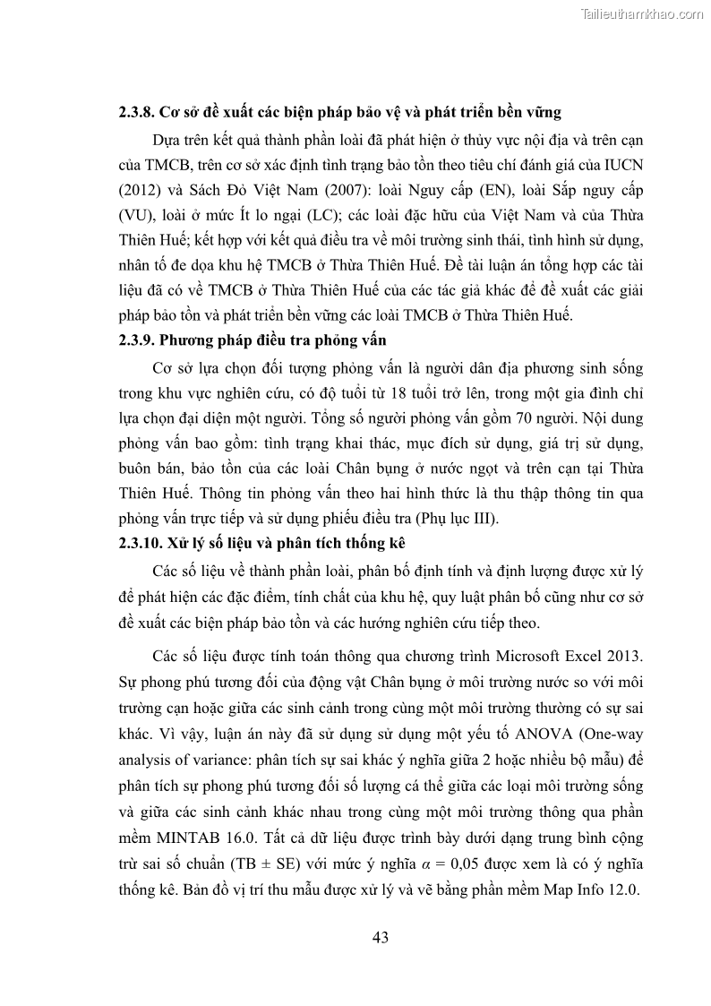 Luận án tiến sĩ sinh học Khu hệ Thân mềm Chân bụng Mollusca: Gastropoda ở nước ngọt và trên cạn Thừa Thiên Huế - 5 Trang 56