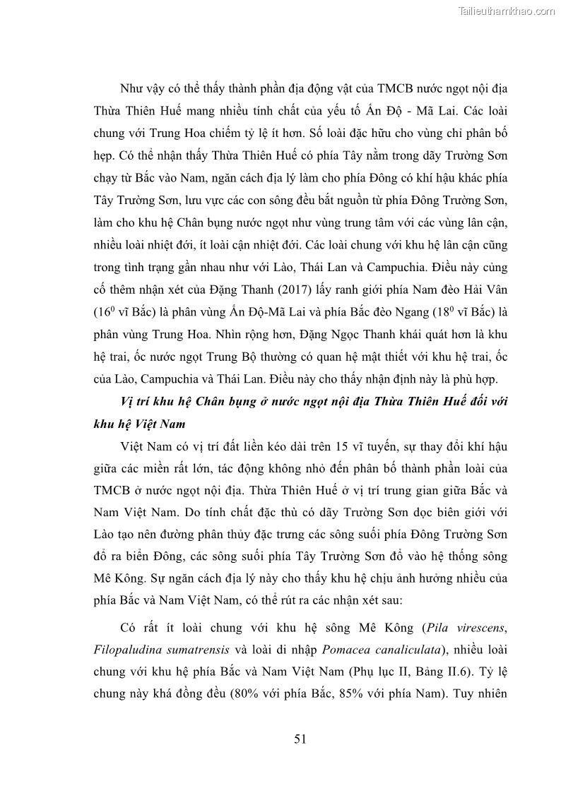 Luận án tiến sĩ sinh học Khu hệ Thân mềm Chân bụng Mollusca: Gastropoda ở nước ngọt và trên cạn Thừa Thiên Huế - 6 Trang 64