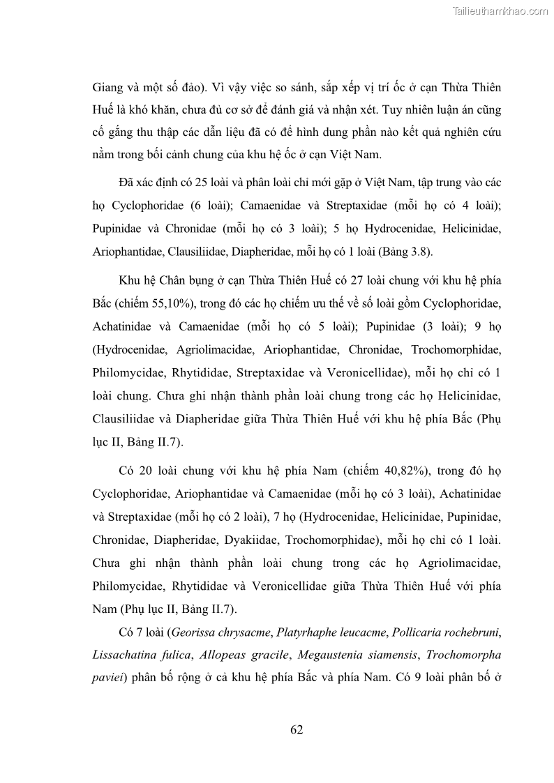 Luận án tiến sĩ sinh học Khu hệ Thân mềm Chân bụng Mollusca: Gastropoda ở nước ngọt và trên cạn Thừa Thiên Huế - 7 Trang 75