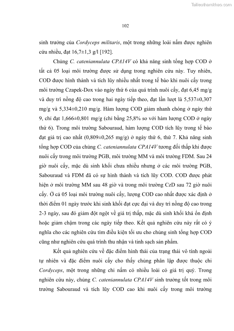 Luận án tiến sĩ sinh học Nghiên cứu đa dạng và sinh tổng hợp Cyclooligomer depsipeptide của nấm ký sinh côn trùng tại Khu Bảo tồn thiên nhiên Copia và Vườn quốc gia Xuân Sơn - 10 Trang 113