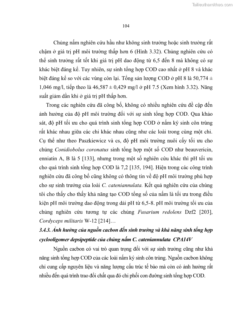 Luận án tiến sĩ sinh học Nghiên cứu đa dạng và sinh tổng hợp Cyclooligomer depsipeptide của nấm ký sinh côn trùng tại Khu Bảo tồn thiên nhiên Copia và Vườn quốc gia Xuân Sơn - 10 Trang 115