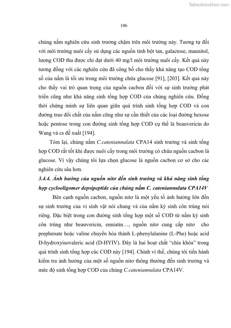 Luận án tiến sĩ sinh học Nghiên cứu đa dạng và sinh tổng hợp Cyclooligomer depsipeptide của nấm ký sinh côn trùng tại Khu Bảo tồn thiên nhiên Copia và Vườn quốc gia Xuân Sơn - 10 Trang 117