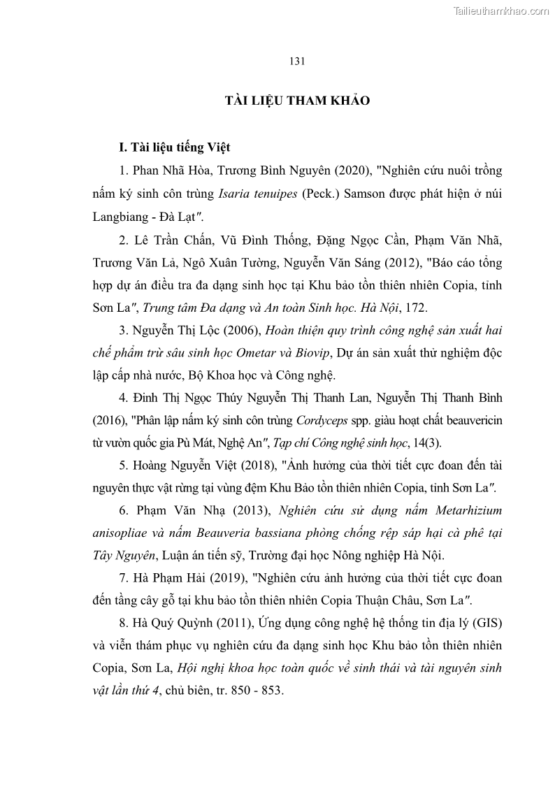 Luận án tiến sĩ sinh học Nghiên cứu đa dạng và sinh tổng hợp Cyclooligomer depsipeptide của nấm ký sinh côn trùng tại Khu Bảo tồn thiên nhiên Copia và Vườn quốc gia Xuân Sơn - 12 Trang 142