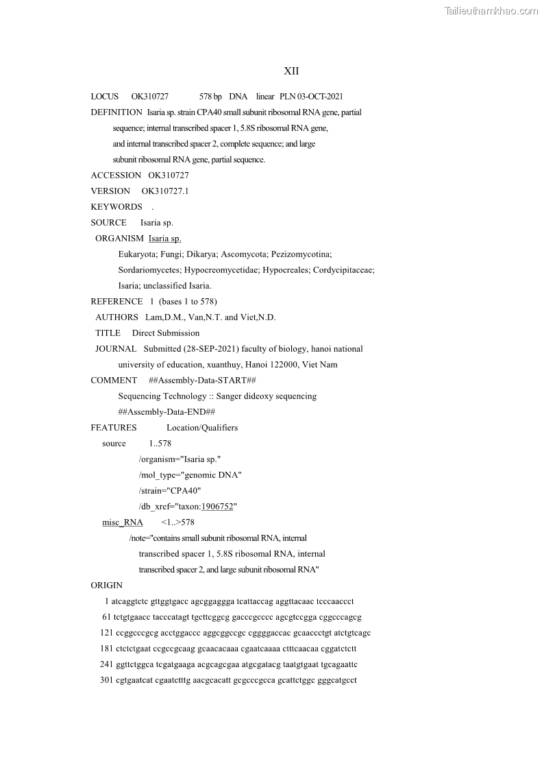 Luận án tiến sĩ sinh học Nghiên cứu đa dạng và sinh tổng hợp Cyclooligomer depsipeptide của nấm ký sinh côn trùng tại Khu Bảo tồn thiên nhiên Copia và Vườn quốc gia Xuân Sơn - 16 Trang 181