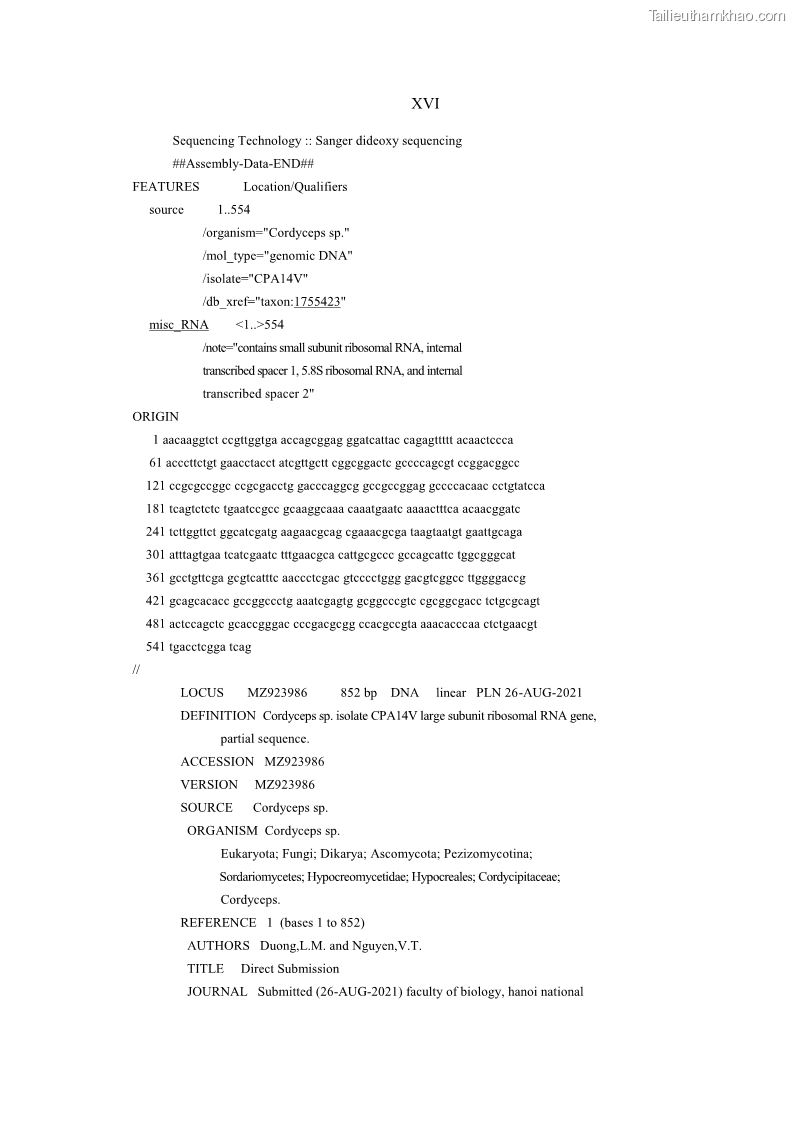 Luận án tiến sĩ sinh học Nghiên cứu đa dạng và sinh tổng hợp Cyclooligomer depsipeptide của nấm ký sinh côn trùng tại Khu Bảo tồn thiên nhiên Copia và Vườn quốc gia Xuân Sơn - 16 Trang 185