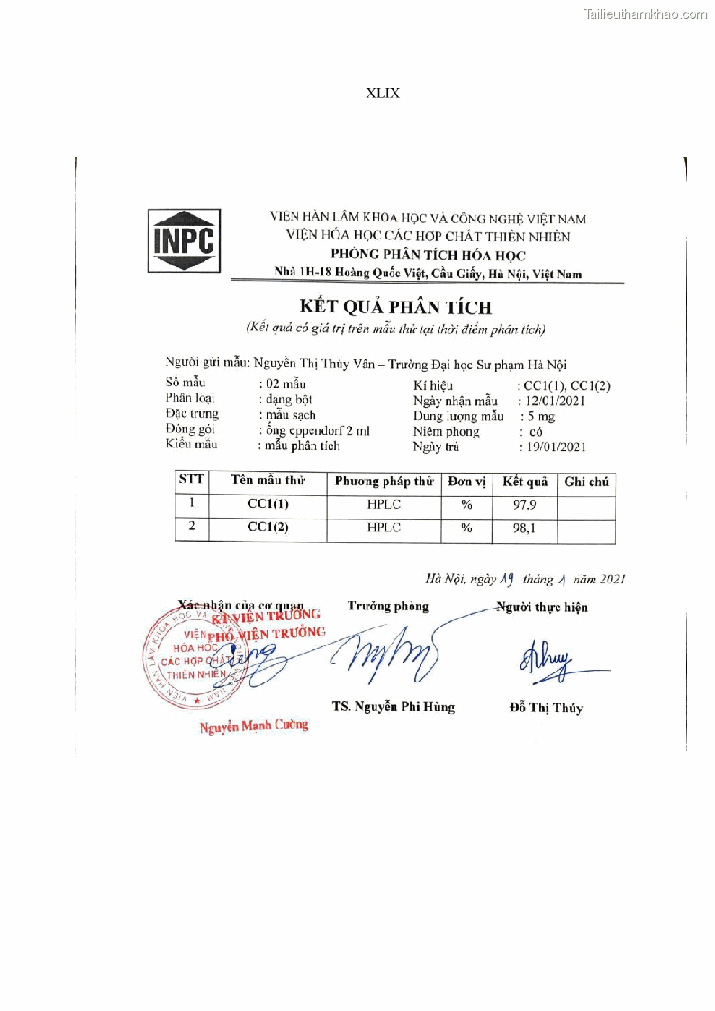 Luận án tiến sĩ sinh học Nghiên cứu đa dạng và sinh tổng hợp Cyclooligomer depsipeptide của nấm ký sinh côn trùng tại Khu Bảo tồn thiên nhiên Copia và Vườn quốc gia Xuân Sơn - 19 Trang 218