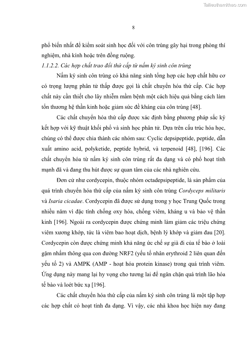 Luận án tiến sĩ sinh học Nghiên cứu đa dạng và sinh tổng hợp Cyclooligomer depsipeptide của nấm ký sinh côn trùng tại Khu Bảo tồn thiên nhiên Copia và Vườn quốc gia Xuân Sơn - 2 Trang 19