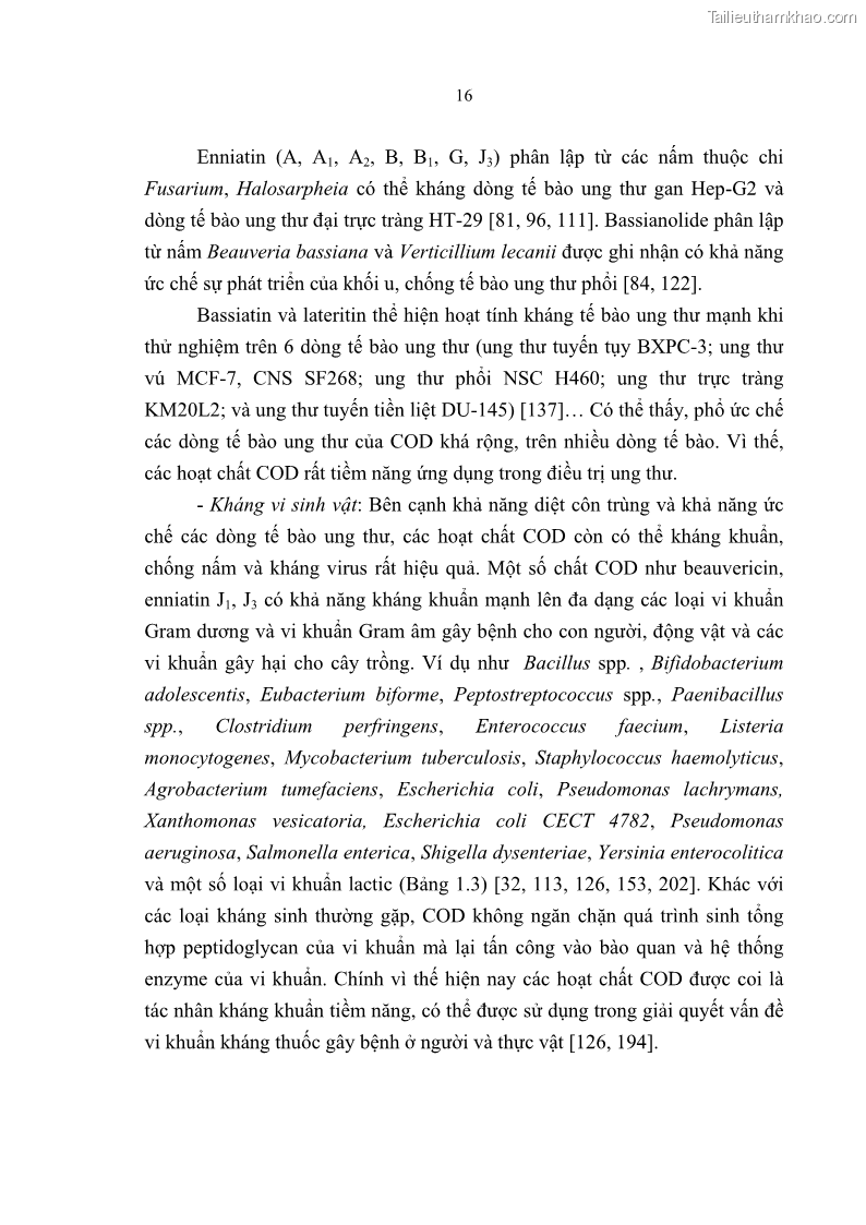 Luận án tiến sĩ sinh học Nghiên cứu đa dạng và sinh tổng hợp Cyclooligomer depsipeptide của nấm ký sinh côn trùng tại Khu Bảo tồn thiên nhiên Copia và Vườn quốc gia Xuân Sơn - 3 Trang 27