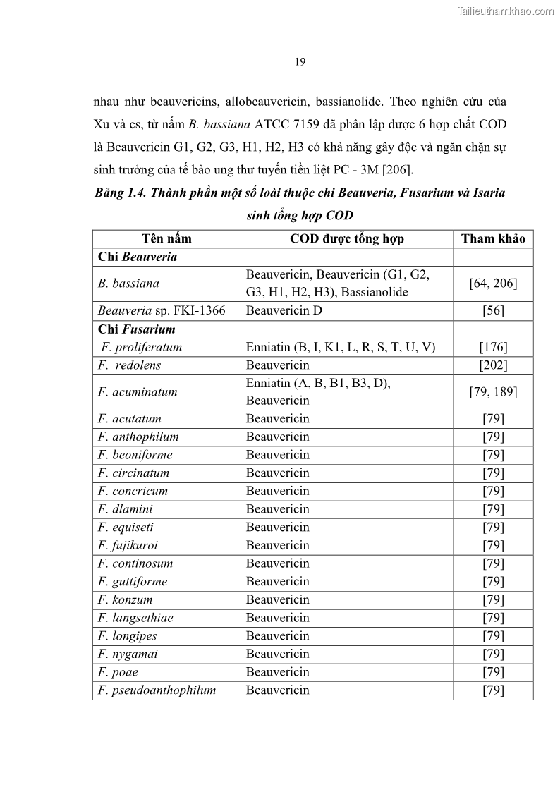 Luận án tiến sĩ sinh học Nghiên cứu đa dạng và sinh tổng hợp Cyclooligomer depsipeptide của nấm ký sinh côn trùng tại Khu Bảo tồn thiên nhiên Copia và Vườn quốc gia Xuân Sơn - 3 Trang 30
