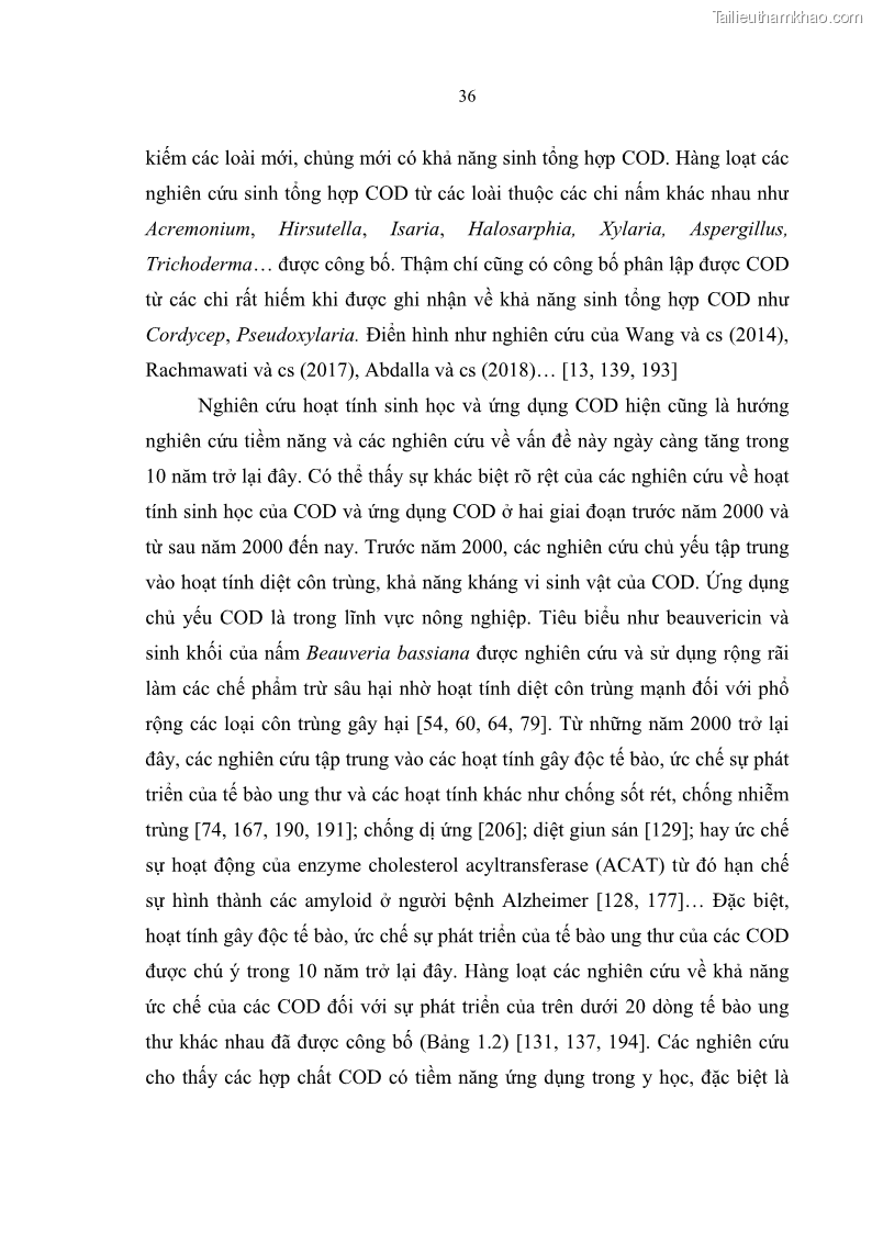 Luận án tiến sĩ sinh học Nghiên cứu đa dạng và sinh tổng hợp Cyclooligomer depsipeptide của nấm ký sinh côn trùng tại Khu Bảo tồn thiên nhiên Copia và Vườn quốc gia Xuân Sơn - 4 Trang 47