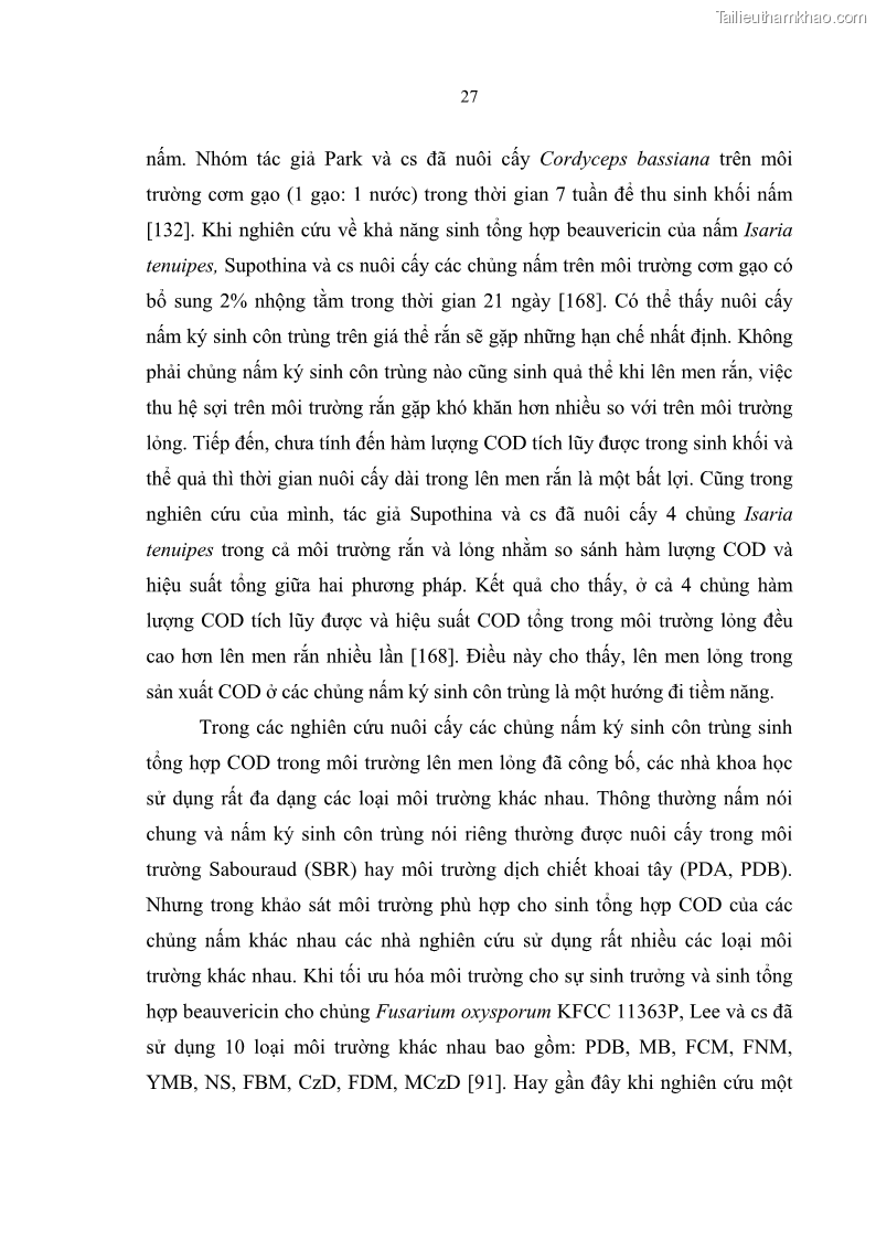 Luận án tiến sĩ sinh học Nghiên cứu đa dạng và sinh tổng hợp Cyclooligomer depsipeptide của nấm ký sinh côn trùng tại Khu Bảo tồn thiên nhiên Copia và Vườn quốc gia Xuân Sơn - 4 Trang 38