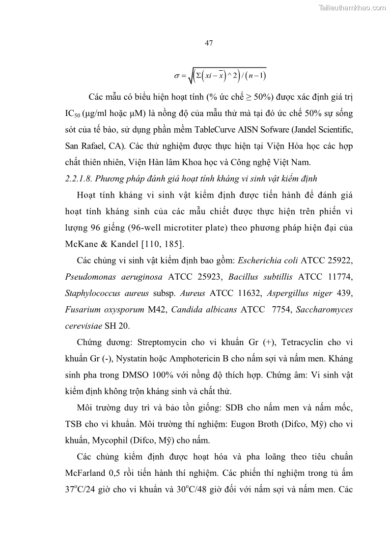 Luận án tiến sĩ sinh học Nghiên cứu đa dạng và sinh tổng hợp Cyclooligomer depsipeptide của nấm ký sinh côn trùng tại Khu Bảo tồn thiên nhiên Copia và Vườn quốc gia Xuân Sơn - 5 Trang 58