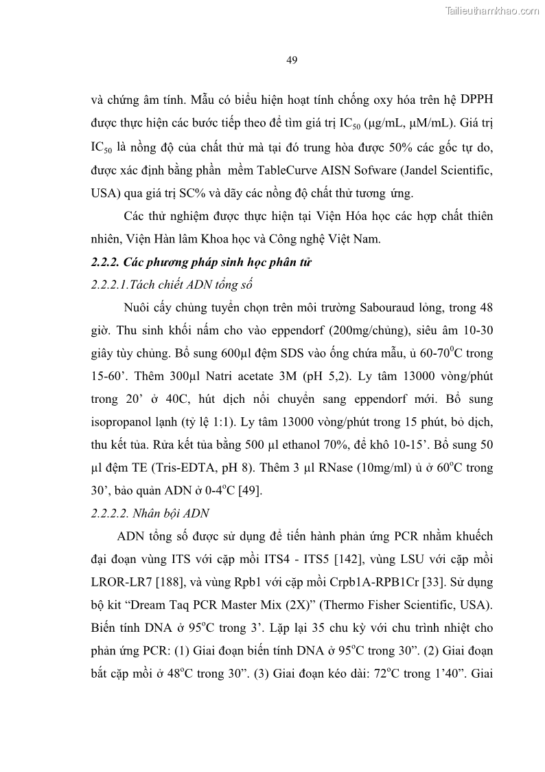 Luận án tiến sĩ sinh học Nghiên cứu đa dạng và sinh tổng hợp Cyclooligomer depsipeptide của nấm ký sinh côn trùng tại Khu Bảo tồn thiên nhiên Copia và Vườn quốc gia Xuân Sơn - 5 Trang 60