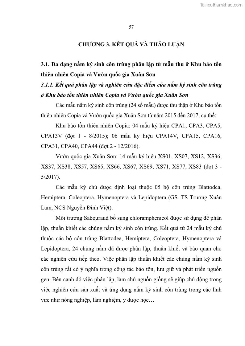 Luận án tiến sĩ sinh học Nghiên cứu đa dạng và sinh tổng hợp Cyclooligomer depsipeptide của nấm ký sinh côn trùng tại Khu Bảo tồn thiên nhiên Copia và Vườn quốc gia Xuân Sơn - 6 Trang 68