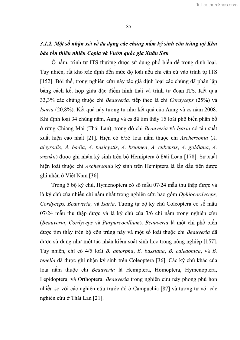 Luận án tiến sĩ sinh học Nghiên cứu đa dạng và sinh tổng hợp Cyclooligomer depsipeptide của nấm ký sinh côn trùng tại Khu Bảo tồn thiên nhiên Copia và Vườn quốc gia Xuân Sơn - 8 Trang 96