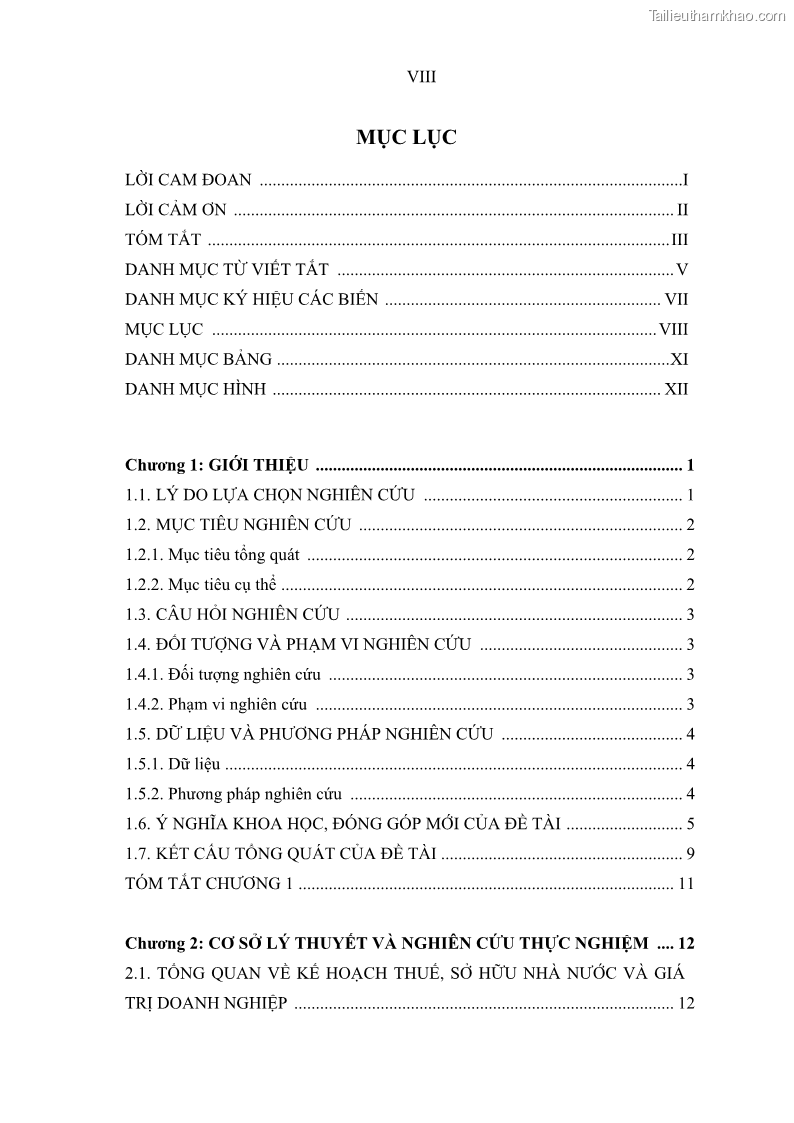 Luận án tiến sĩ tài chính ngân hàng Ảnh hưởng của kế hoạch thuế đến giá trị doanh nghiệp: Trường hợp các doanh nghiệp phi tài chính niêm yết ở Việt Nam - 1 Trang 10